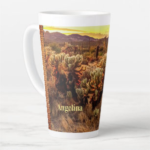 Caneca De Café Latte Arizona Cores de Calor Sunset Foto do Cactus