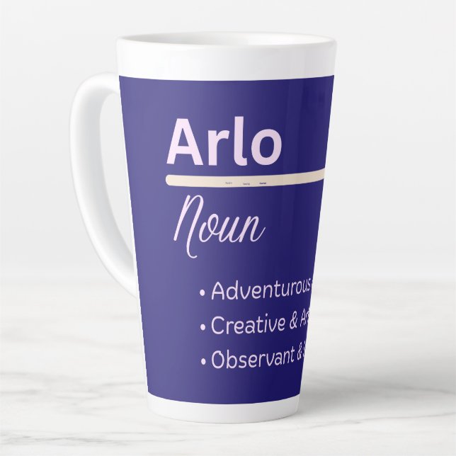 Caneca De Café Latte Arlo Boy Personalized Name Definition (Ângulo esquerdo)