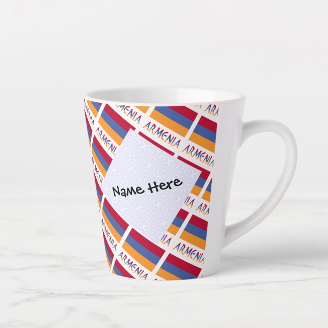 Caneca De Café Latte Armênia e Azulejos Armênios Personalizados (Direita)