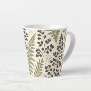 Caneca De Café Latte Arquivo de Samambaia Prensada Botânicos Vintage