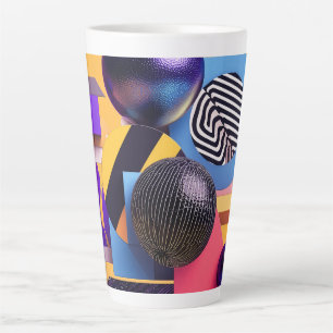 Caneca De Café Latte Arranjo abstrato com esferas coloridas