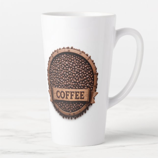 Caneca De Café Latte Arranjo Circular de Grãos de Café (Direita)