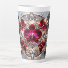 Caneca De Café Latte Arranjo Elegante de Orquídeas Vermelhas