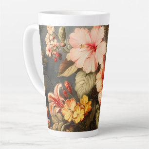 Caneca De Café Latte Arranjo Floral Vintage Vibrante