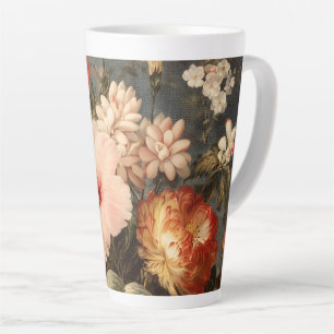 Caneca De Café Latte Arranjo Floral Vintage Vibrante