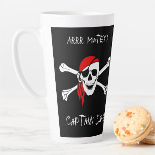 Caneca De Café Latte ARRR Matey CustomPirate Skull Crossbone Coffee Mug
