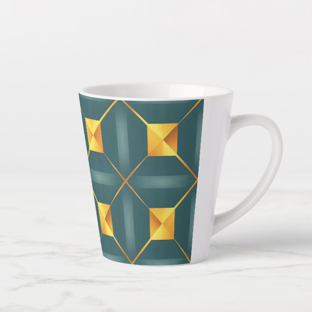 Caneca De Café Latte Art Deco Geométrico 12oz Latte Mug (Direita)