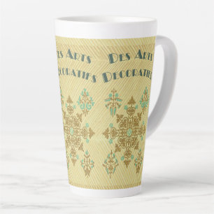 Caneca De Café Latte Art deco gold e teal francês Vintage art