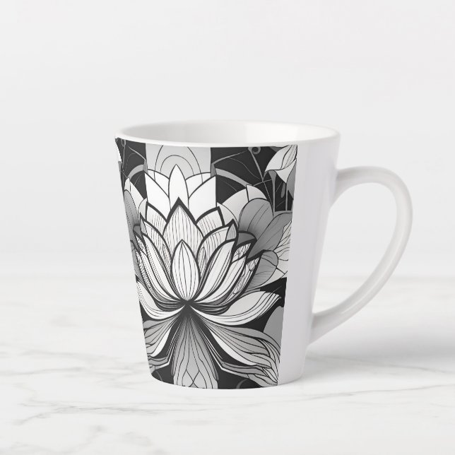 Caneca De Café Latte Art Deco Lotus 12oz Mug (Direita)