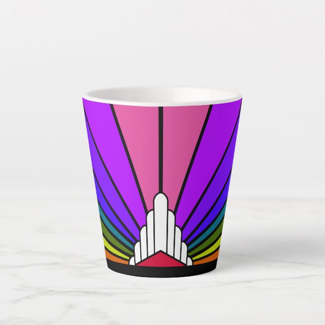 Caneca De Café Latte Art deco sun no arco-íris Latte Mug (Frente)