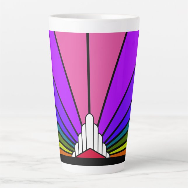 Caneca De Café Latte Art deco sun no arco-íris Latte Mug (Frente)