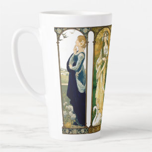 Caneca De Café Latte Art Nouveau Lady Bird Swan Peacock Dove Latte Mug