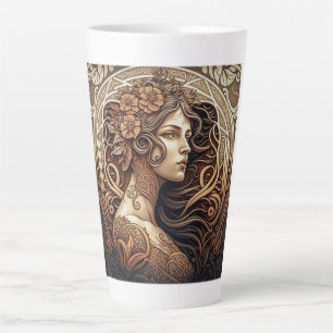 Caneca De Café Latte Art Nouveau Mulher Latte Mug