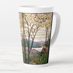 Caneca De Café Latte Art Nouveau Vidro Mantido Iris Flores Latte