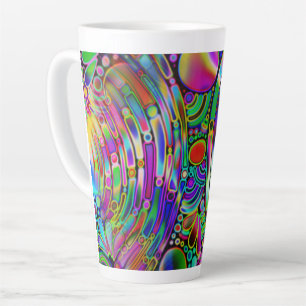 Caneca De Café Latte Arte 1 de abstrato muito colorida