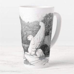 Caneca De Café Latte Arte a lápis monocromática da escultura de Griffin