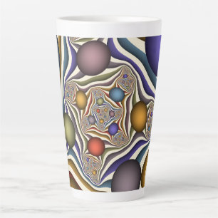 Caneca De Café Latte Arte abstrata fractal moderna colorida voadora