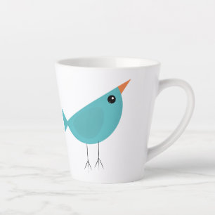 Caneca De Café Latte Arte Adorável e Caprichosa da Natureza com Pássaro