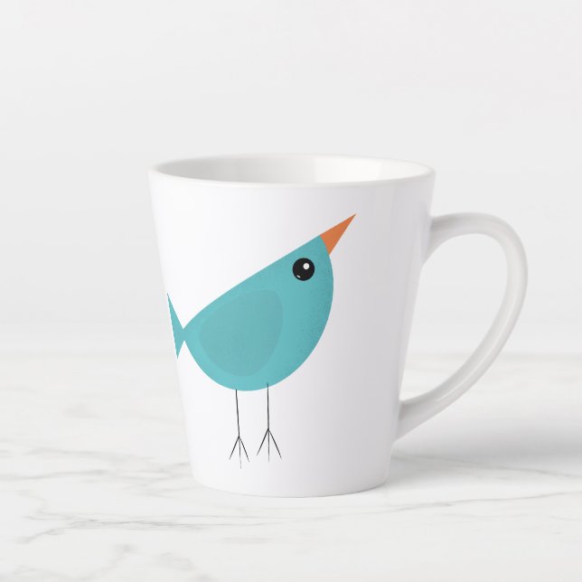 Caneca De Café Latte Arte Adorável e Caprichosa da Natureza com Pássaro (Direita)