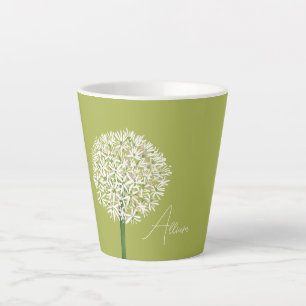 Caneca De Café Latte Arte Botânica de Flor de Allium Flora Elegante