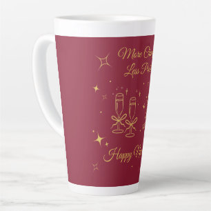 Caneca De Café Latte Arte de Ano Novo em Linha Dourada