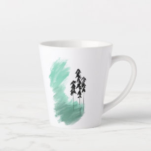 Caneca De Café Latte arte de árvore verde escandinava simples menta mod