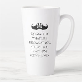 Caneca De Café Latte Arte de Bigode com Citação Divertida de Pai