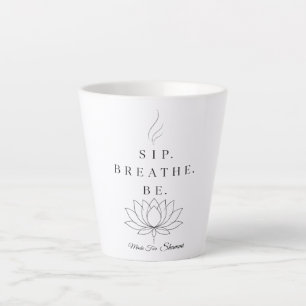 Caneca De Café Latte Arte de Citação Zen Lótus Mindfulness Beba Respire