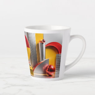 Caneca De Café Latte Arte de Esferas Metálicas Abstração Geométrica Vib