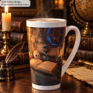 Caneca De Café Latte Arte de Estudo Iluminado por Velas da Academia Som