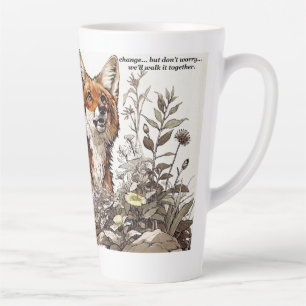 Caneca De Café Latte Arte de Família de Raposas "Mudamos Juntos" Sentim