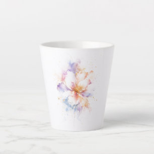 Caneca De Café Latte Arte de Flor de Aquarela Pastel com Acentos de Our