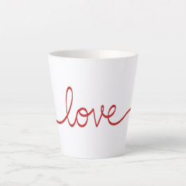 Caneca De Café Latte Arte de Linha Contínua de Amor em Roteiro Vermelho