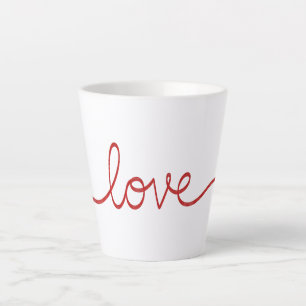 Caneca De Café Latte Arte de Linha Contínua de Amor em Roteiro Vermelho