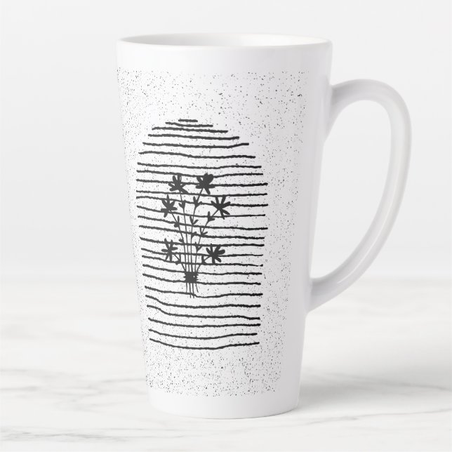 Caneca De Café Latte Arte de linha das flores (Direita)