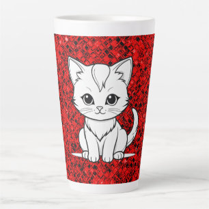 Caneca De Café Latte Arte de Linha de Gatinho de Gato Estilizado-52315