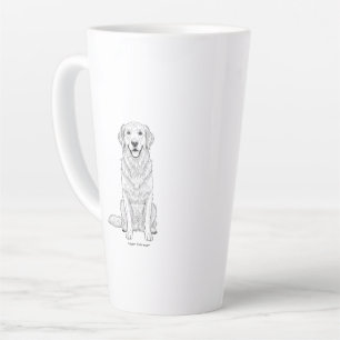 Caneca De Café Latte Arte de Linha Minimalista de Cachorro Golden Retri