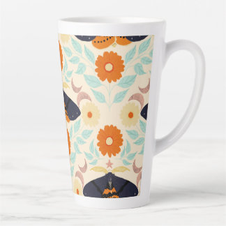 Caneca De Café Latte Arte de Padrão de Mariposa Cottagecore | Design Fl