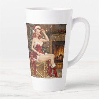Caneca De Café Latte Arte de Pin-up Papais noeis de Vintage