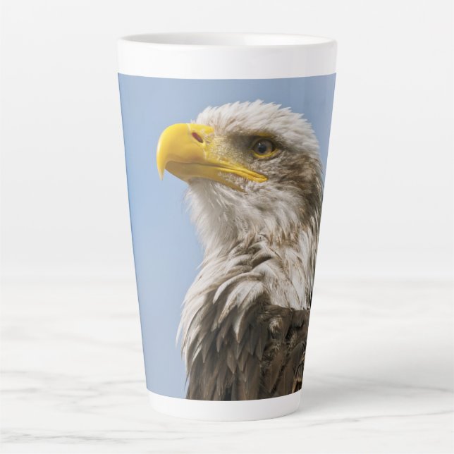 Caneca De Café Latte Arte de retrato da vida selvagem da águia careca (Frente)