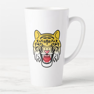 Caneca De Café Latte Arte de Rosto de Tigre Sorridente-21876