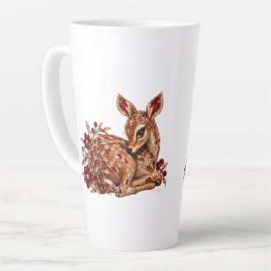 Caneca De Café Latte Arte de Veado Vermelho Dourado de Luxo