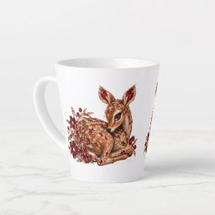 Caneca De Café Latte Arte de Veado Vermelho Dourado de Luxo