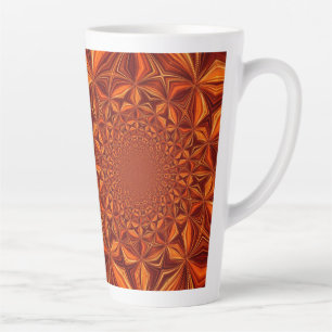 Caneca De Café Latte Arte Digital Caleidoscópio Design Marrom