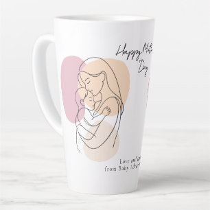 Caneca De Café Latte Arte em Linha Minimalista Moderna Mãe e Bebê Dia d