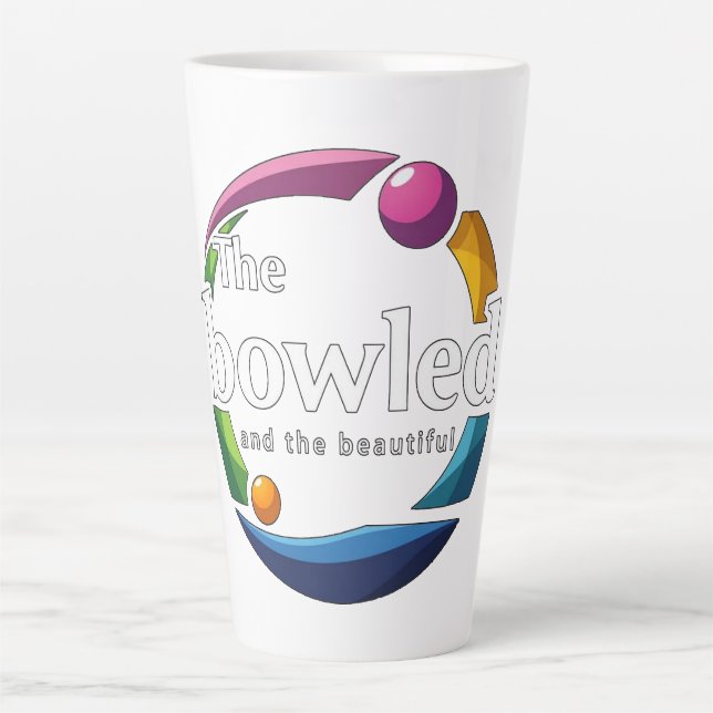 Caneca De Café Latte "Arte em Movimento: Logo Bowled de Boliche de Gram (Frente)