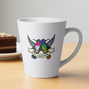 Caneca De Café Latte Arte Excêntrica de Beija-flor Adicione Seu Texto à