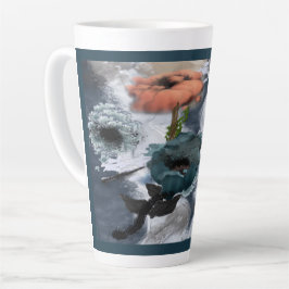 Caneca De Café Latte Arte Floral Abstrata