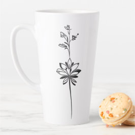 Caneca De Café Latte "Arte Floral Minimalista" Design elegante