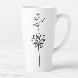Caneca De Café Latte "Arte Floral Minimalista" Design elegante